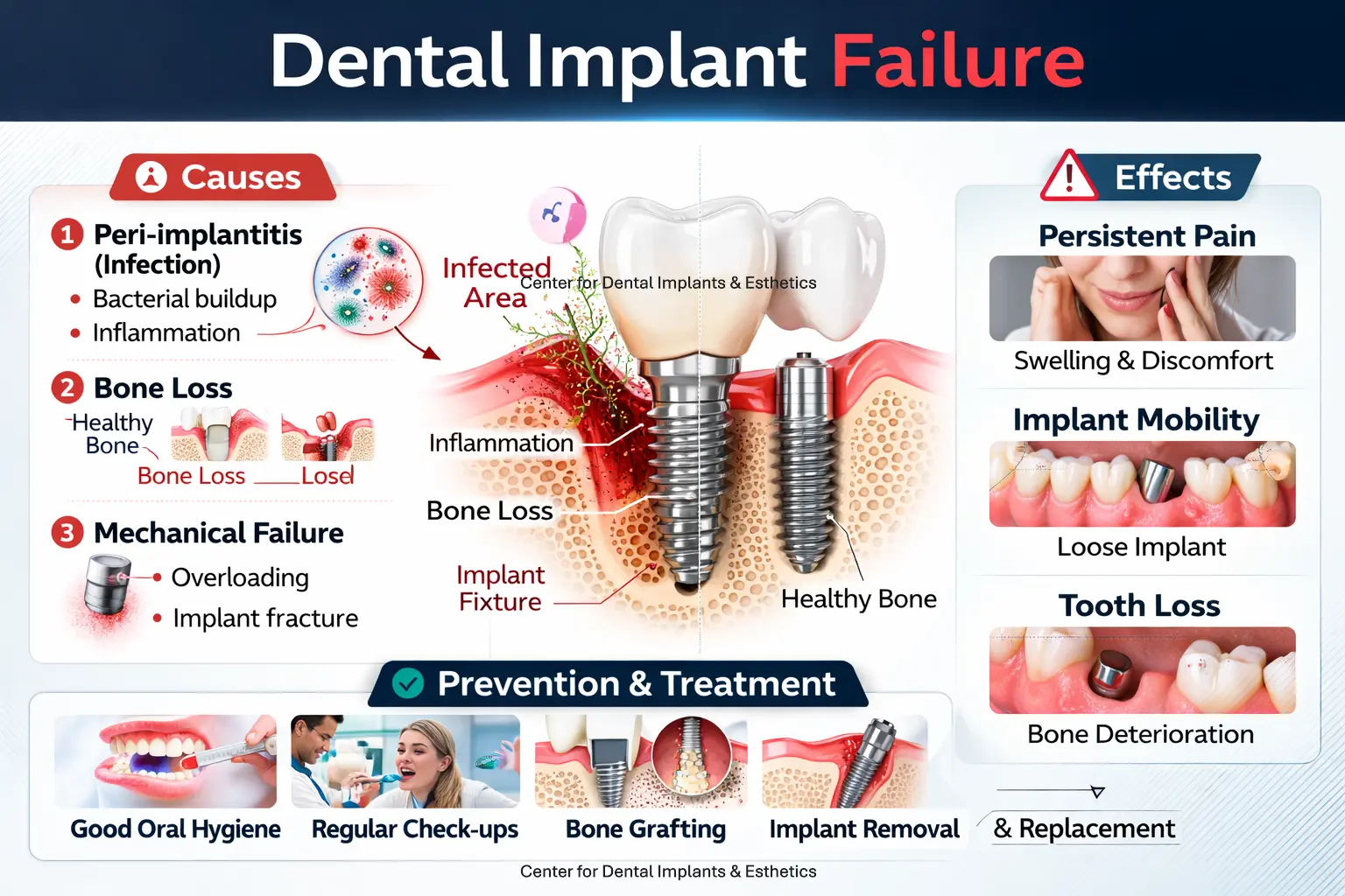 rejet d'implant dentaire , all-on-4 portugal, cause et conséquence