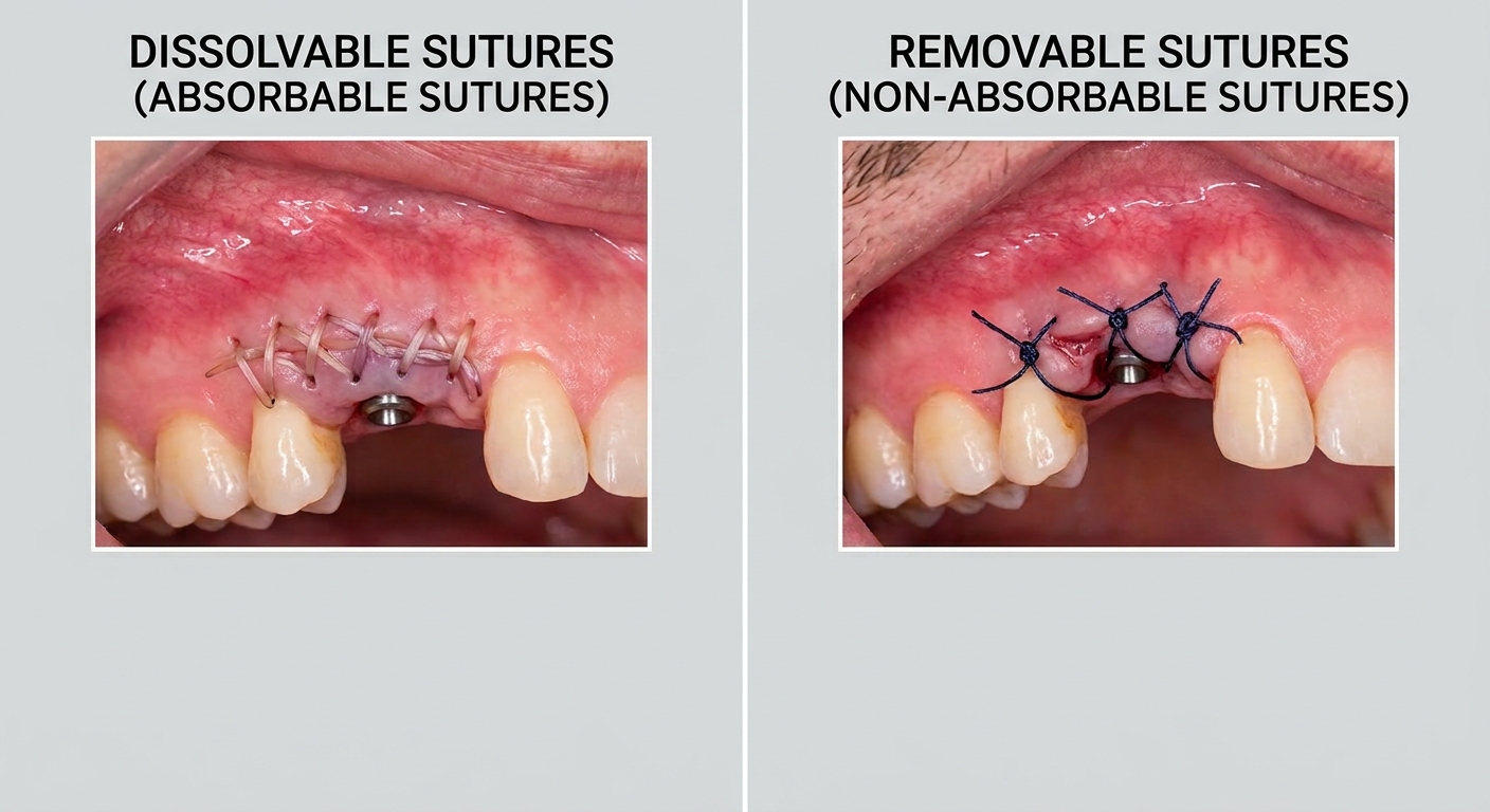 dental implant stitches types dissolvable vs removable sutures