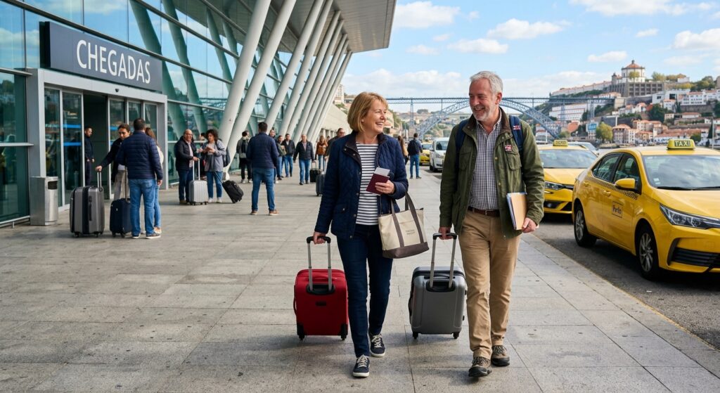 how dental tourism works for UK patients — British couple arriving in Porto for dental implants timeline 2026