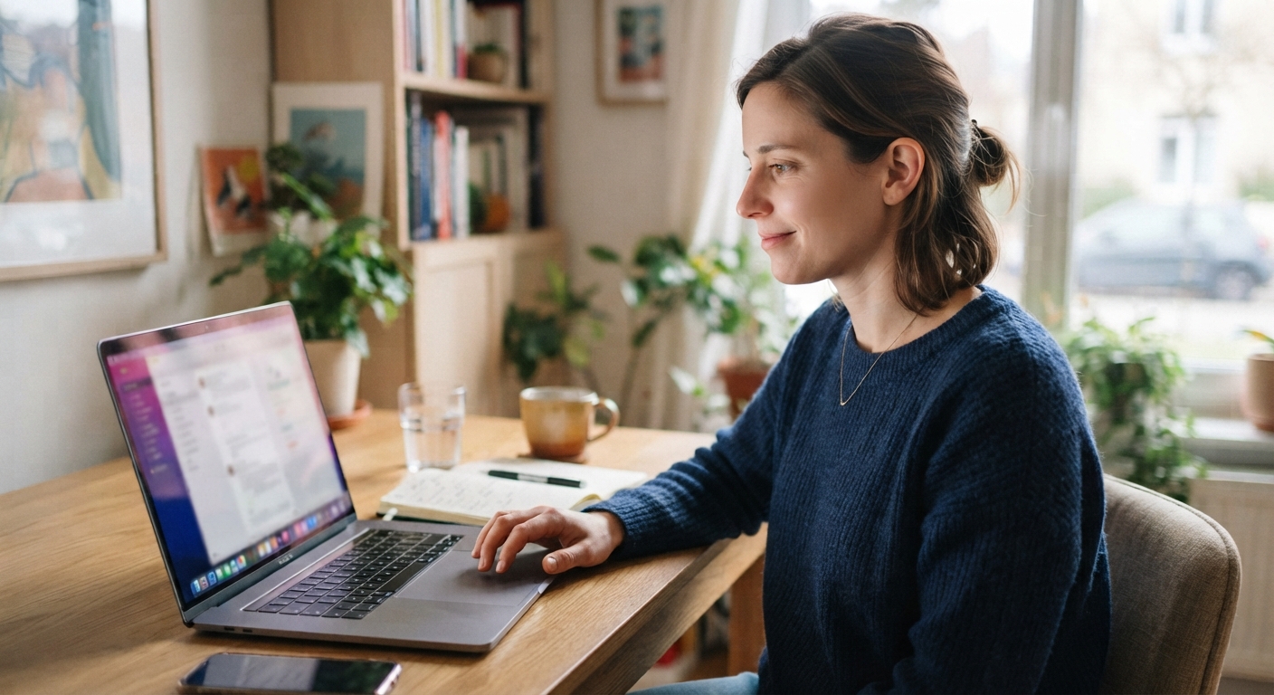 Patient en télétravail le lendemain de la pose d'un implant dentaire